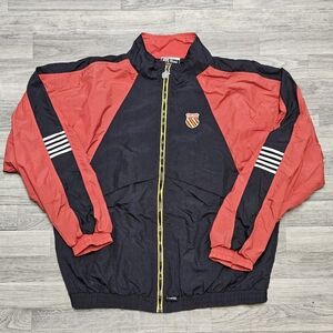 Vintage 90s Y2K K-Swiss Red Black Windbreaker Jacket Mens Size Large